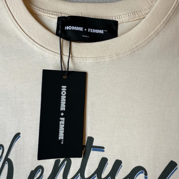 Homme + Femme. Cream Kentucky Derby T-Shirt. Size Small. Unisex. - Picture 5 of 7